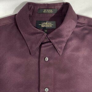 Urban Works Mens Sz Med Long Sleeve Purple Button Down Shirt